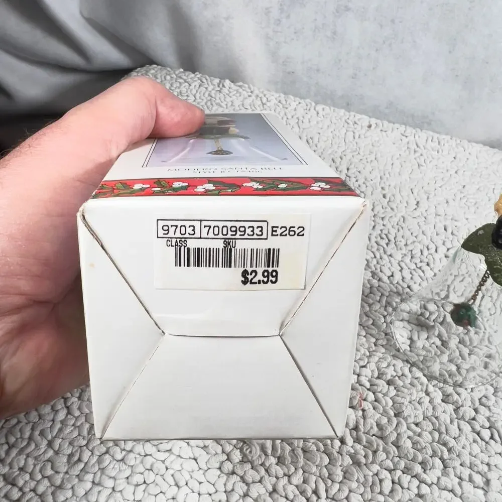 Novelino Christmas Through The Ages Glass Bell Resin Topper 1992 Modern Santa